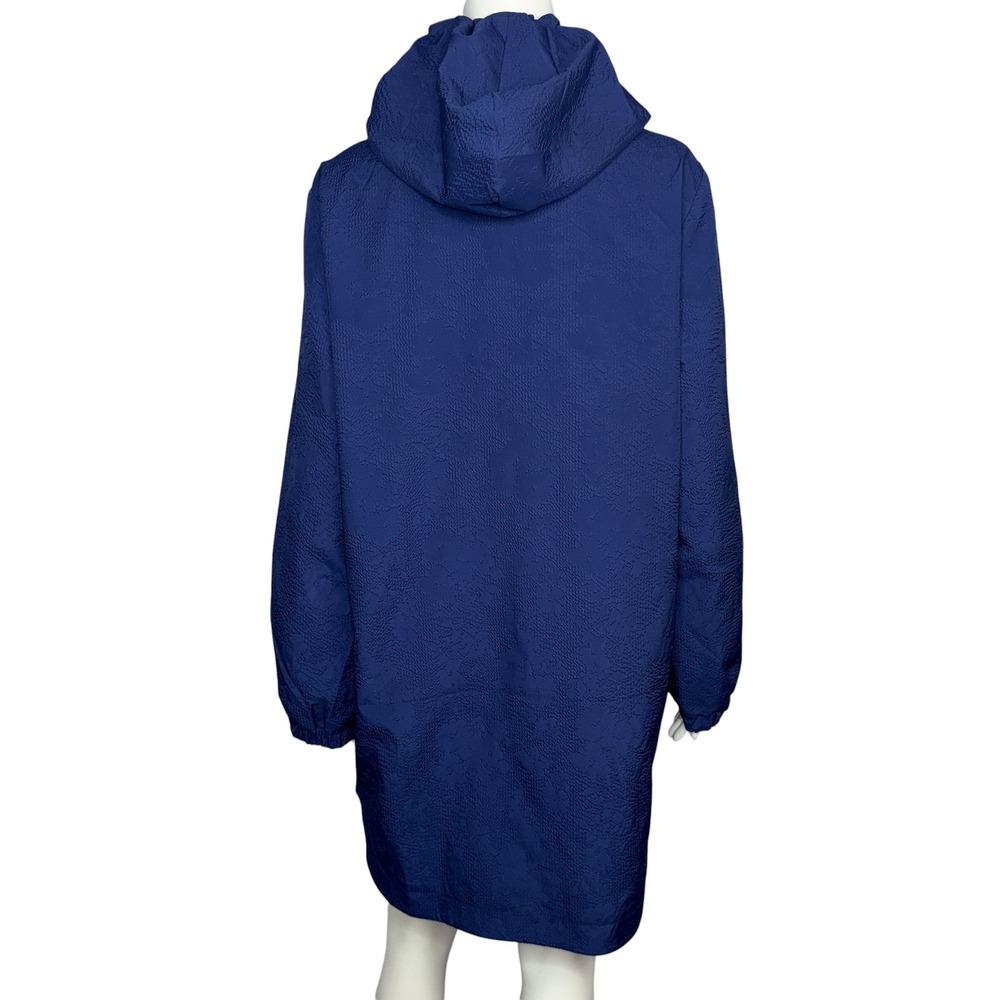 NWT Maeve Anthropologie Navy Blue Textured Hooded Anorak Softshell Jacket Medium - Picture 4 of 13